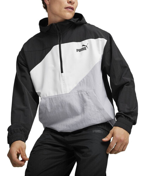 Men's Power Colorblocked Half-Zip Hooded Windbreaker