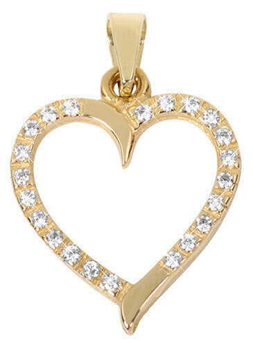 Gold heart pendant with clear crystals 249001 00462