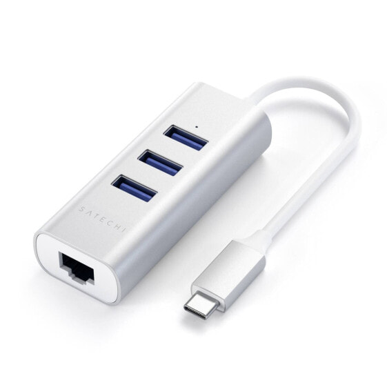 Satechi Type-C 2-in-1 3 Port USB 3.0 Hub & Ethernet"Silber USB-C