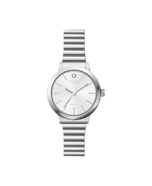 Наручные часы Jones New York Женские Бриллиантовые Белый Циферблат Серебряный Тонкий Браслет 28 мм