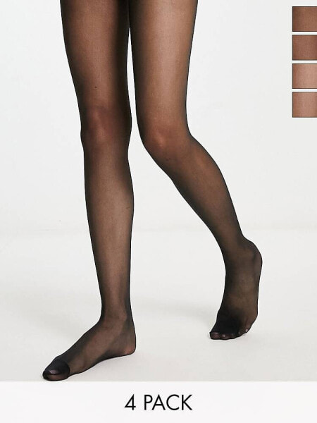 Lindex 4-pack 20 denier matt tights in black