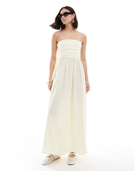 ASOS DESIGN poplin jersey maxi dress in buttermilk