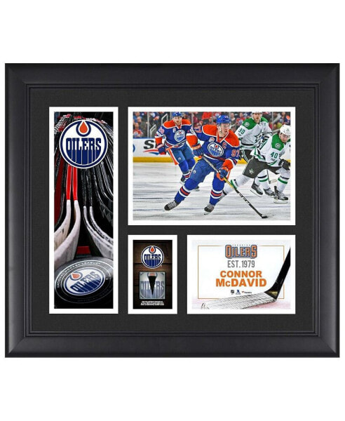 Connor McDavid Edmonton Oilers Framed 15" x 17" Player Collage with a Piece of Game-Used Puck