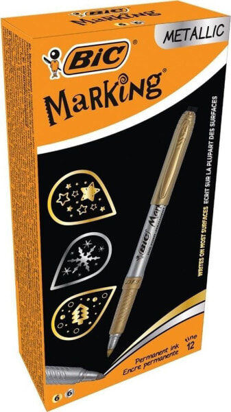 Фломастеры BIC Marker Marking Metallic Ink золотой и серебряный (12 шт)