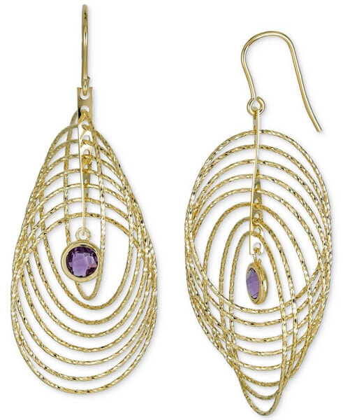 Garnet Bezel Spiral Drop Earrings (2 ct. t.w.) in 14k Gold-Plated Sterling Silver (Also in Amethyst)