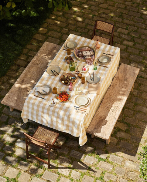 Check cotton tablecloth