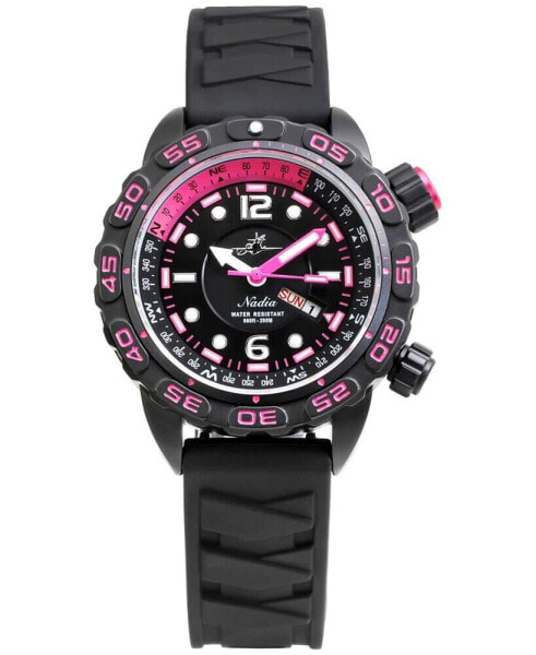 Women's Automatic Nadia Black Silicone Strap Watch 35mm