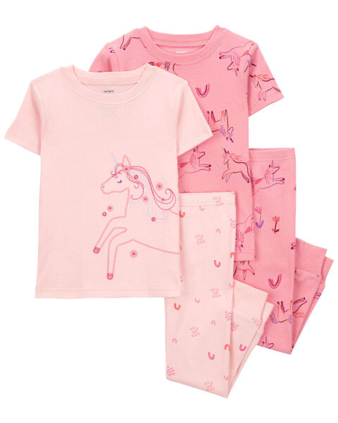 Toddler 4-Piece Unicorn 100% Snug Fit Cotton Pajamas 2T