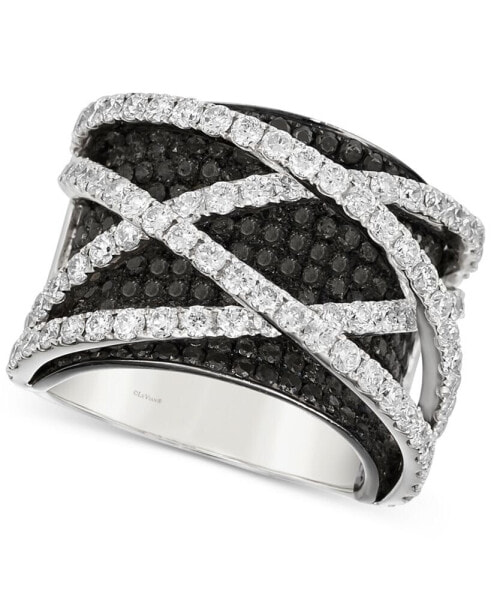 Exotics® Blackberry Diamond (2-1/2 ct. t.w.) & Vanilla Diamond (2-1/6 ct. t.w.) Pavé Crossover Statement Ring in 18k White Gold