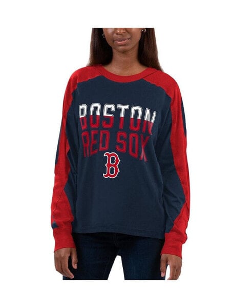Women's Navy, Red Boston Red Sox Smash Raglan Long Sleeve T-shirt