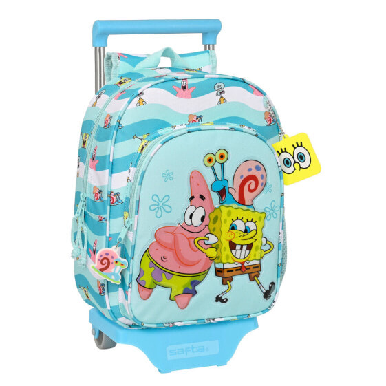 Школьный рюкзак 3D с колесиками Spongebob Stay positive Синий Белый 26 x 34 x 11 cm