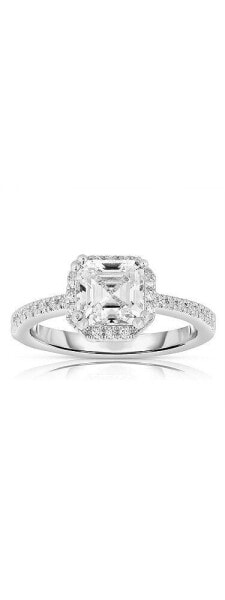 Sterling Silver Asscher-cut Cubic Zirconia Ring