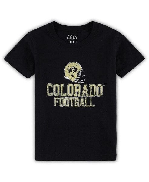 Toddler Boys and Girls Black Distressed Colorado Buffaloes Football Property T-shirt