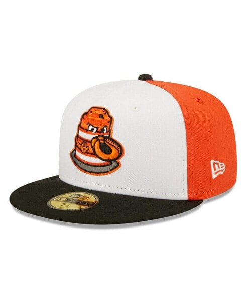 Men's White/Black Peoria Chiefs Orange Barrels Theme Night 59FIFTY Fitted Hat