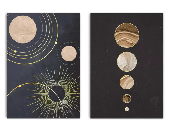 Echtes Gold Planeten Poster Set