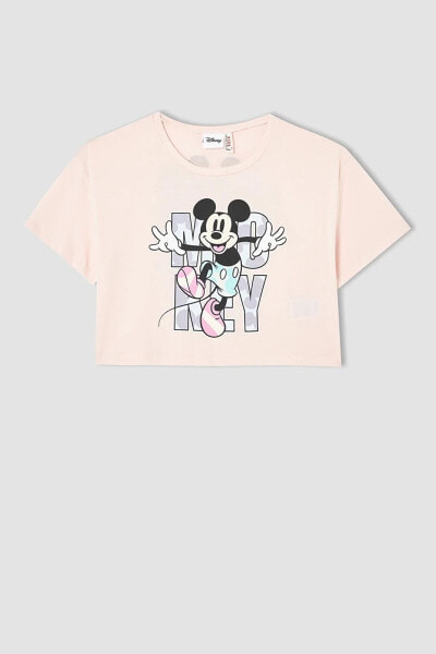 Kız Çocuk Mickey Mouse Lisanslı Sırt Baskılı Kısa Kollu Tişört V5413A621HS