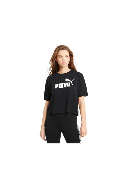 Футболка PUMA Ess Cropped Logo черная для женщин