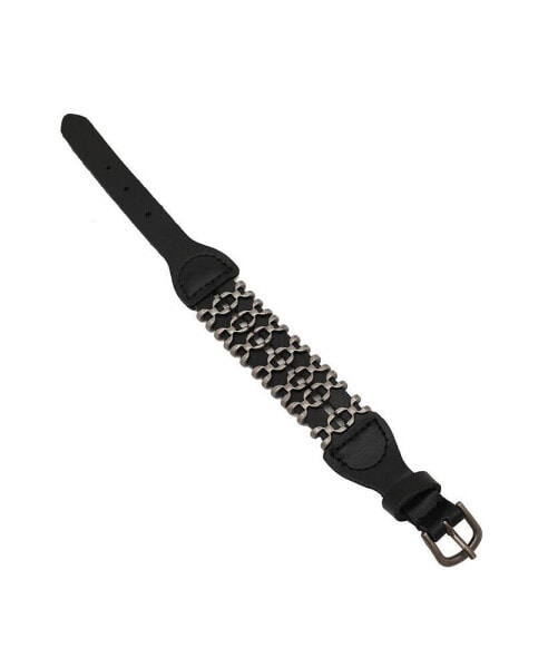 Women's Black Hardware Leather Bracelet