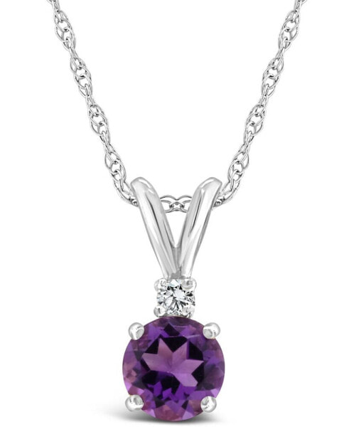 Amethyst (1/2 ct. t.w.) and Diamond Accent Pendant Necklace in 14K Yellow Gold or 14K White Gold