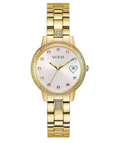 Guess Damen Armbanduhr THREE OF HEARTS gold 34 mm GW0657L2