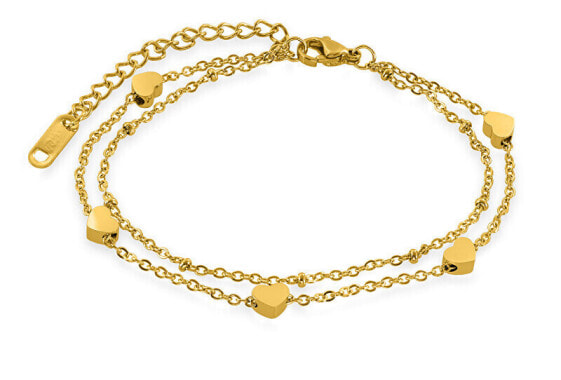 Gold-plated double bracelet with hearts Heart Gold