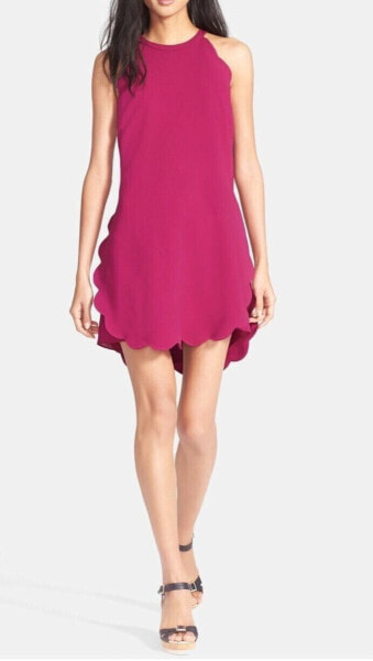 ALC Womens Alexis Sleeveless Scallop Hem Crepe Cocktail Shift Dress Pink Size 10