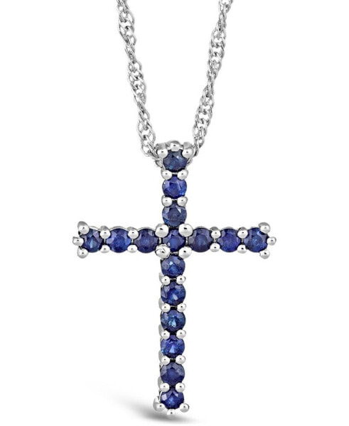 Macy's sapphire (3/4 ct. t.w.) Cross Pendant Necklace in Sterling Silver