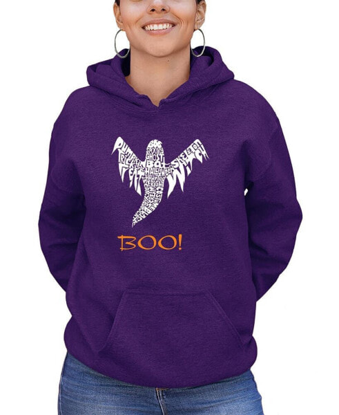 Women's Halloween Ghost Word Art Hooded Sweatshirt