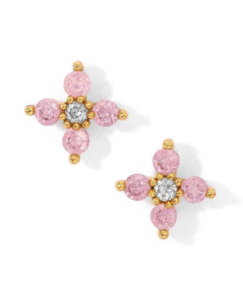 Crystal Pink Kia Flower Stud Earrings