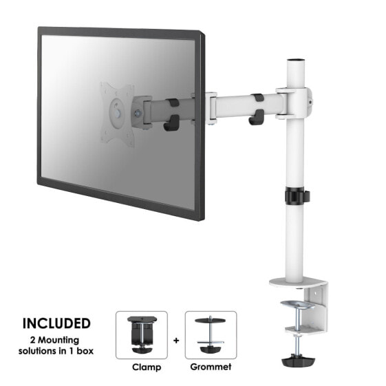 by Newstar Select monitor arm desk mount - Clamp/Bolt-through - 8 kg - 25.4 cm (10") - 76.2 cm (30") - 100 x 100 mm - White