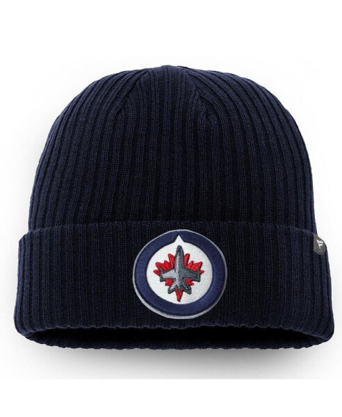 Men's Navy Winnipeg Jets Core Primary Logo Cuffed Knit Hat