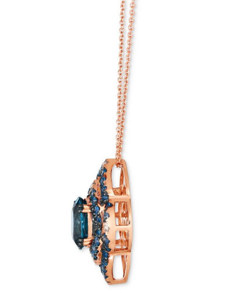 Le Vian ombré® Deep Sea Blue Topaz (2 ct. t.w.), Denim Ombré (3/4 ct. t.w.), & White Sapphire (1/6 ct. t.w.) Framed Adjustable 20" Pendant Necklace in 14k Rose Gold