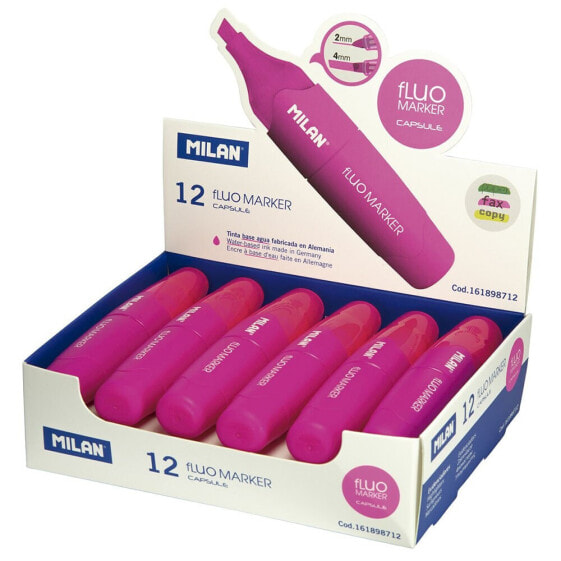Фломастеры MILAN Highlight Capsule 12 шт. розовый флуоресцентный