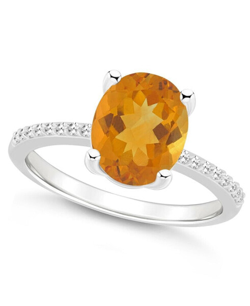 Women's Citrine (2-1/2 ct.t.w.) and Diamond (1/10 ct.t.w.) Ring in Sterling Silver