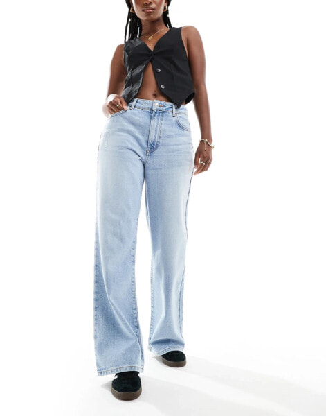 New Look Bramble low rise wide leg jeans in light blue