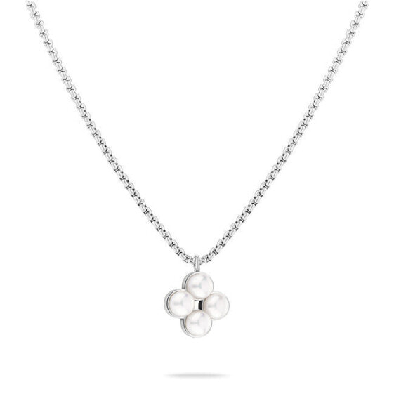 Charming steel necklace with synthetic pearls TJ-0511-N-45