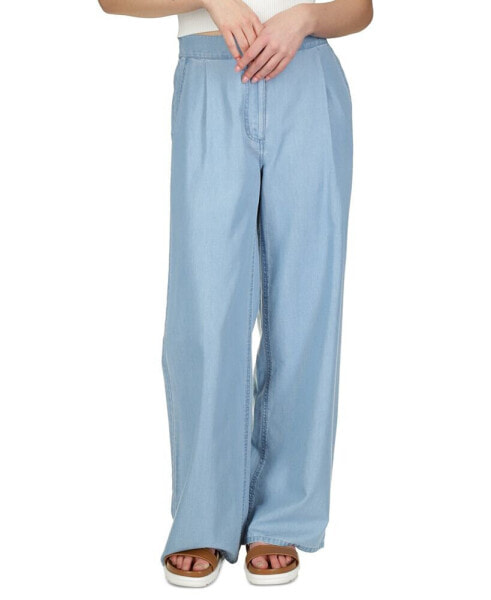 Широкие брюки Michael Kors женские из шамбре под названием Широкие брюки собраны.
