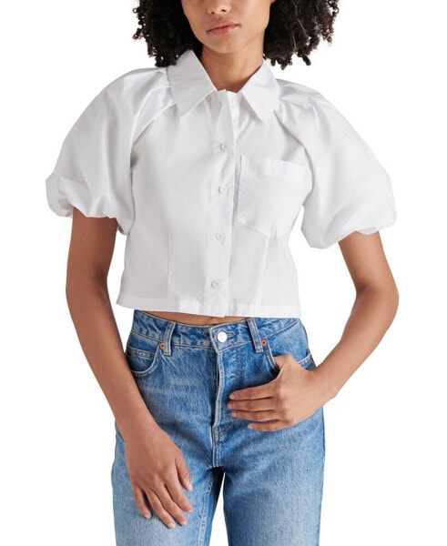 Women's Reece Cotton Poplin Puff-Sleeve Top