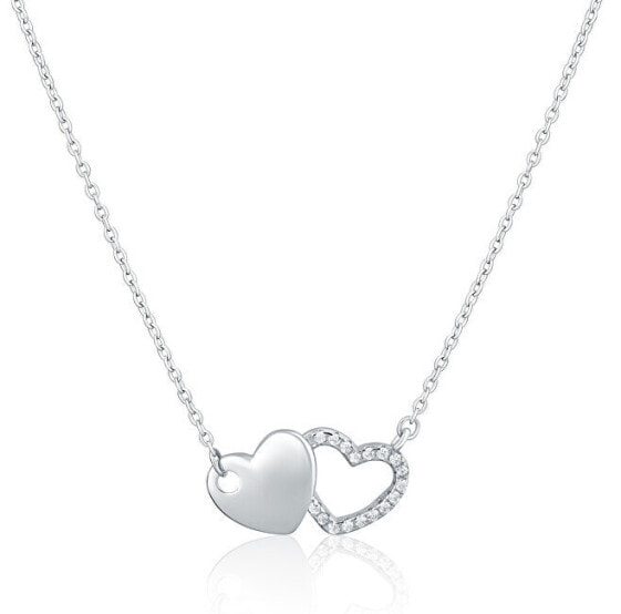 Romantic silver necklace Connected hearts SVLN0438XH20045