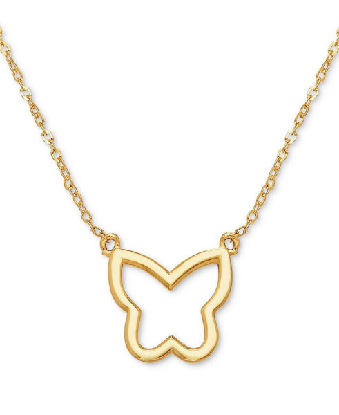 Butterfly Openwork 17" Pendant Necklace in 10k Gold