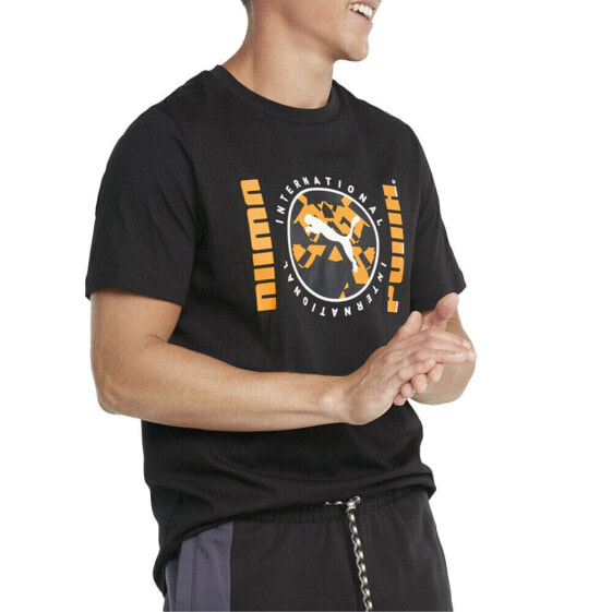 Puma Intl Graphic Crew Neck Short Sleeve T-Shirt Mens Black Casual Tops 53154801