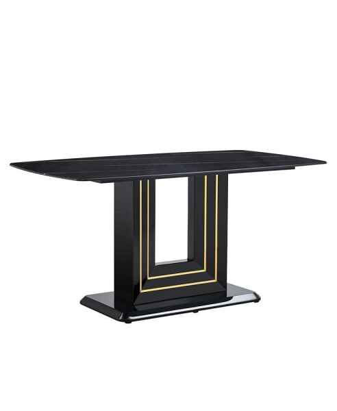 63" Marble Dining Table with U-Shape Base