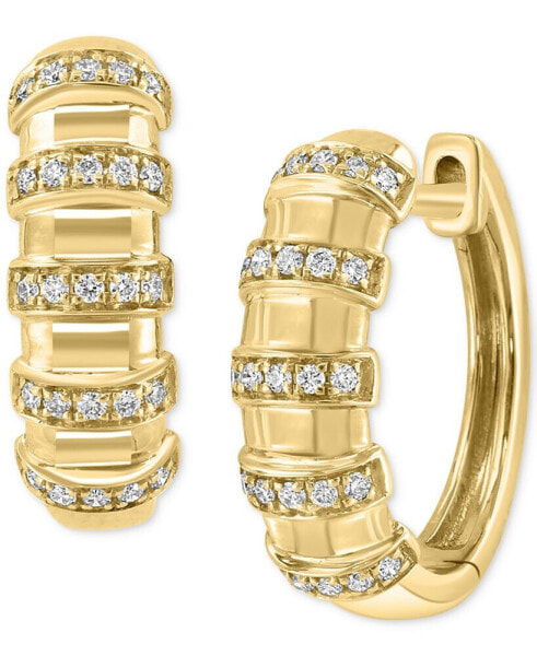 EFFY® Diamond Multirow Small Huggie Hoop Earrings (1/5 ct. t.w.) in 14k Gold, 0.625"