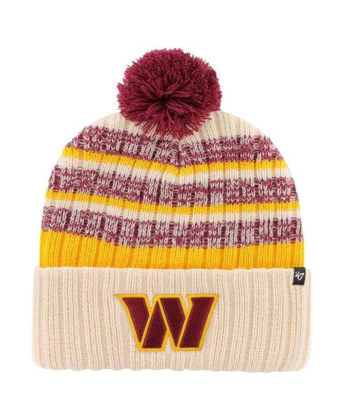 Men's Natural Washington Commanders Tavern Cuffed Knit Hat with Pom