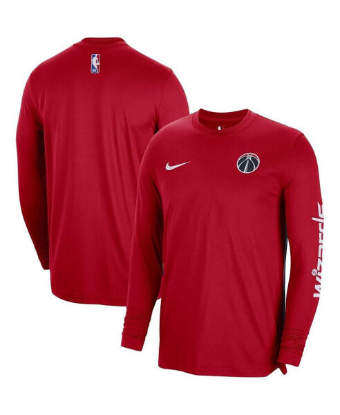 Men's and Women's Red Washington Wizards 2023/24 Authentic Pregame Long Sleeve Shooting T-shirt