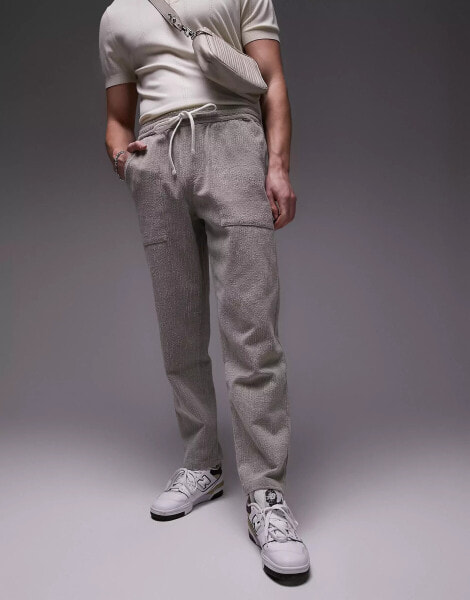 Topman loose textured trousers in stone