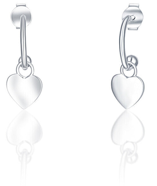 Silver semicircular earrings with hearts SVLE0818XH20000