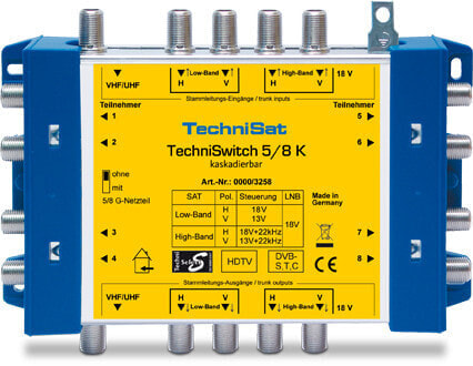 TechniSat TechniSwitch 5/8 K - Grey - Yellow - 171 mm - 33.2 mm - 126 mm - 374 g - 175 mm