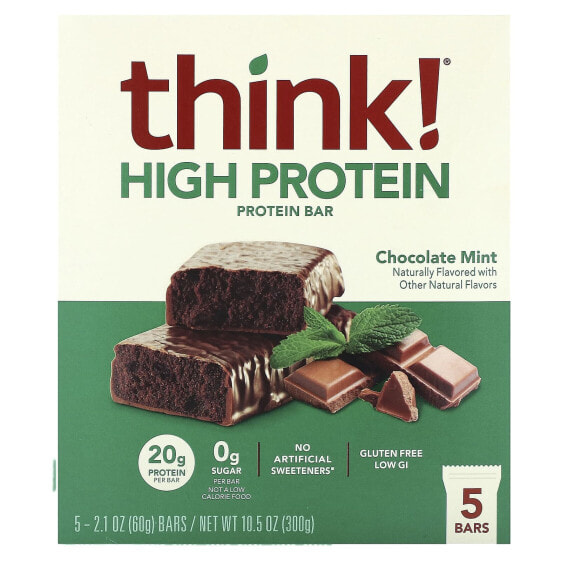 Протеиновый батончик Think! Chocolate Mint, 5 штук, 60 г каждый