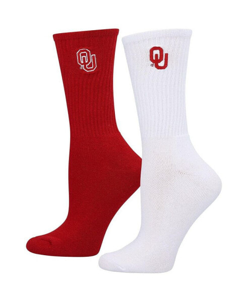 Women's Crimson, White Oklahoma Sooners 2-Pack Quarter-Length Socks